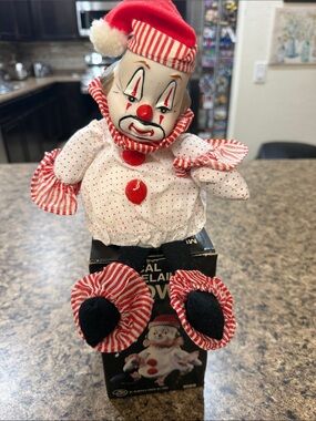 Red & White Clown Figurine Decorative Accent